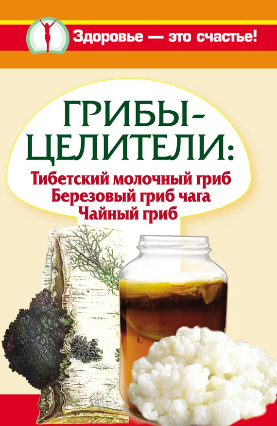 Обложка Грибы-целители. Тибетский молочный гриб. Березовый гриб чага. Чайный гриб