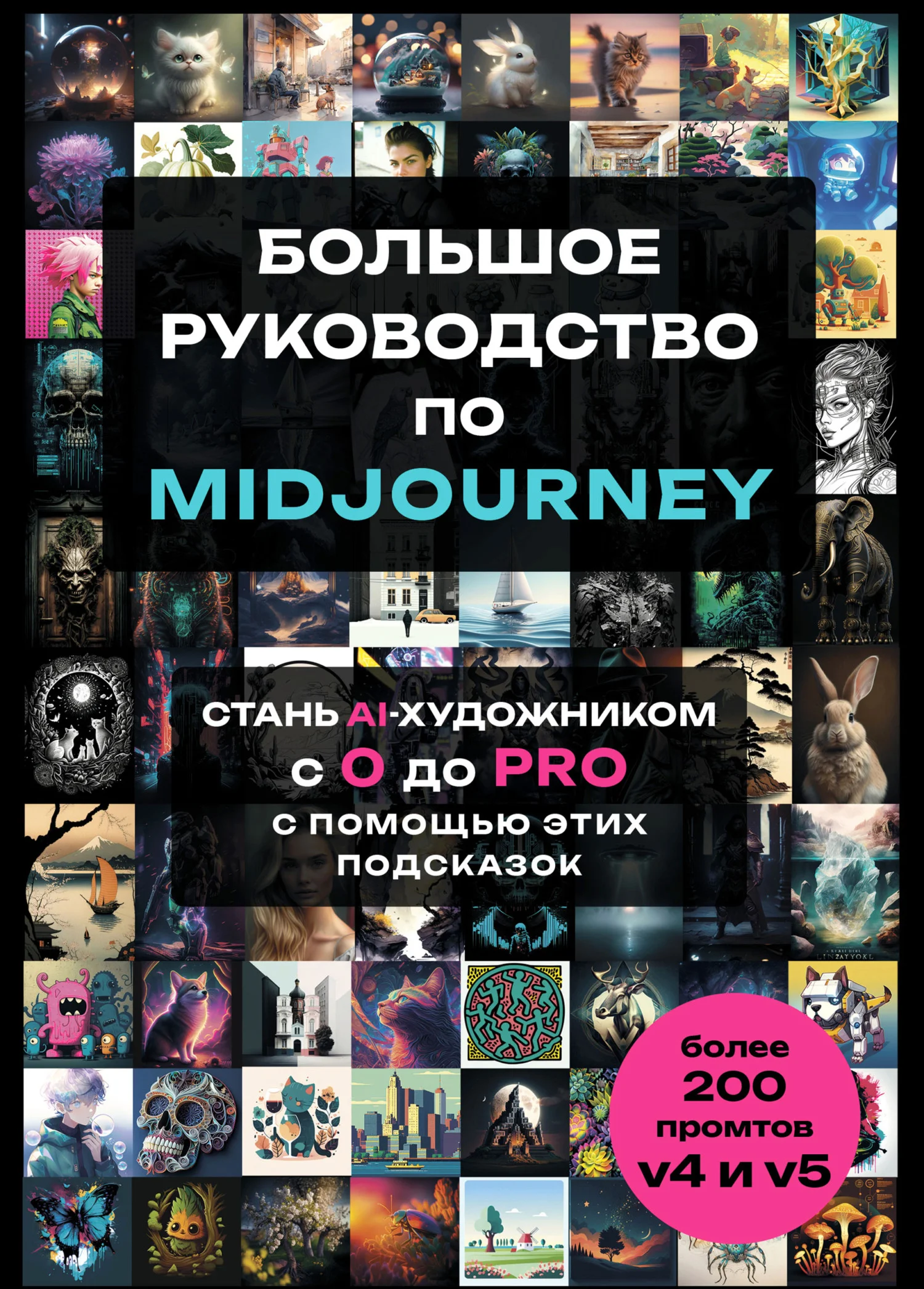 Обложка Большое практическое руководство по Midjourney. Стань AI-художником с 0 до PRO с помощью этих подсказок